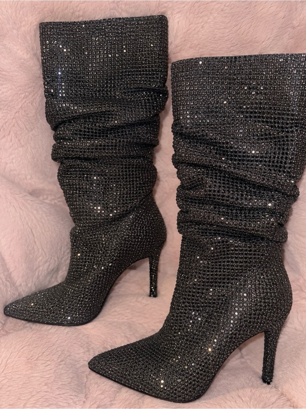 Jessica Simpson Layzer Rhinestone Slouch Pointed Toe boots Size 7M